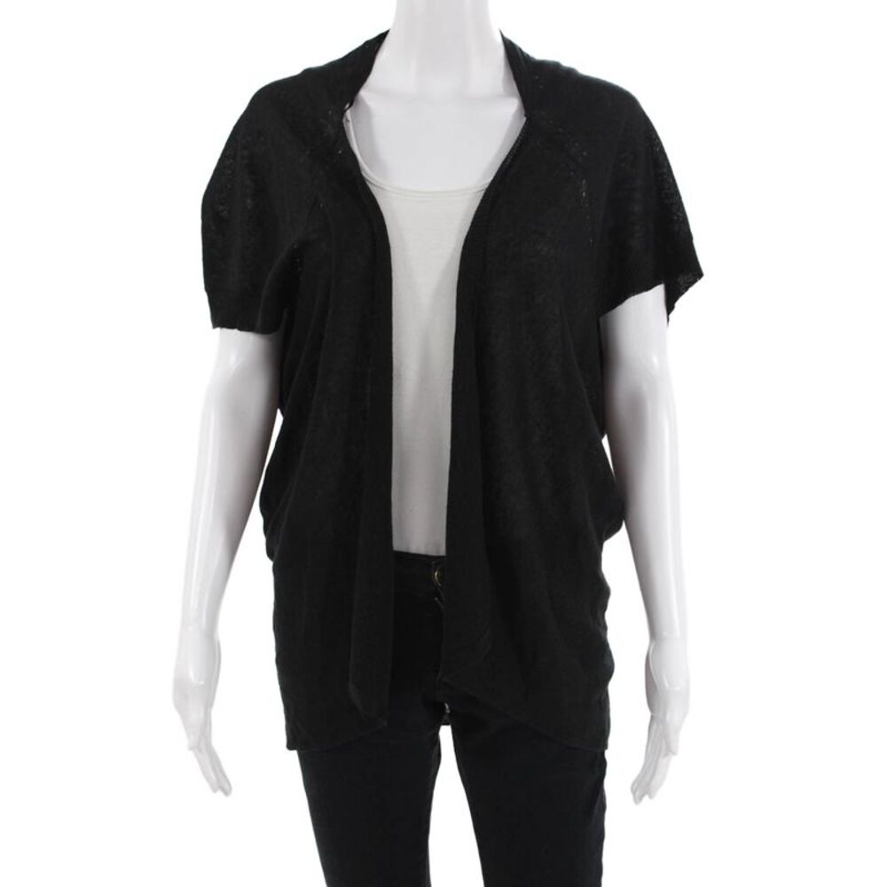 Gerard Darel Women Black Wool Short Sleeve Sweater Designer Size 1